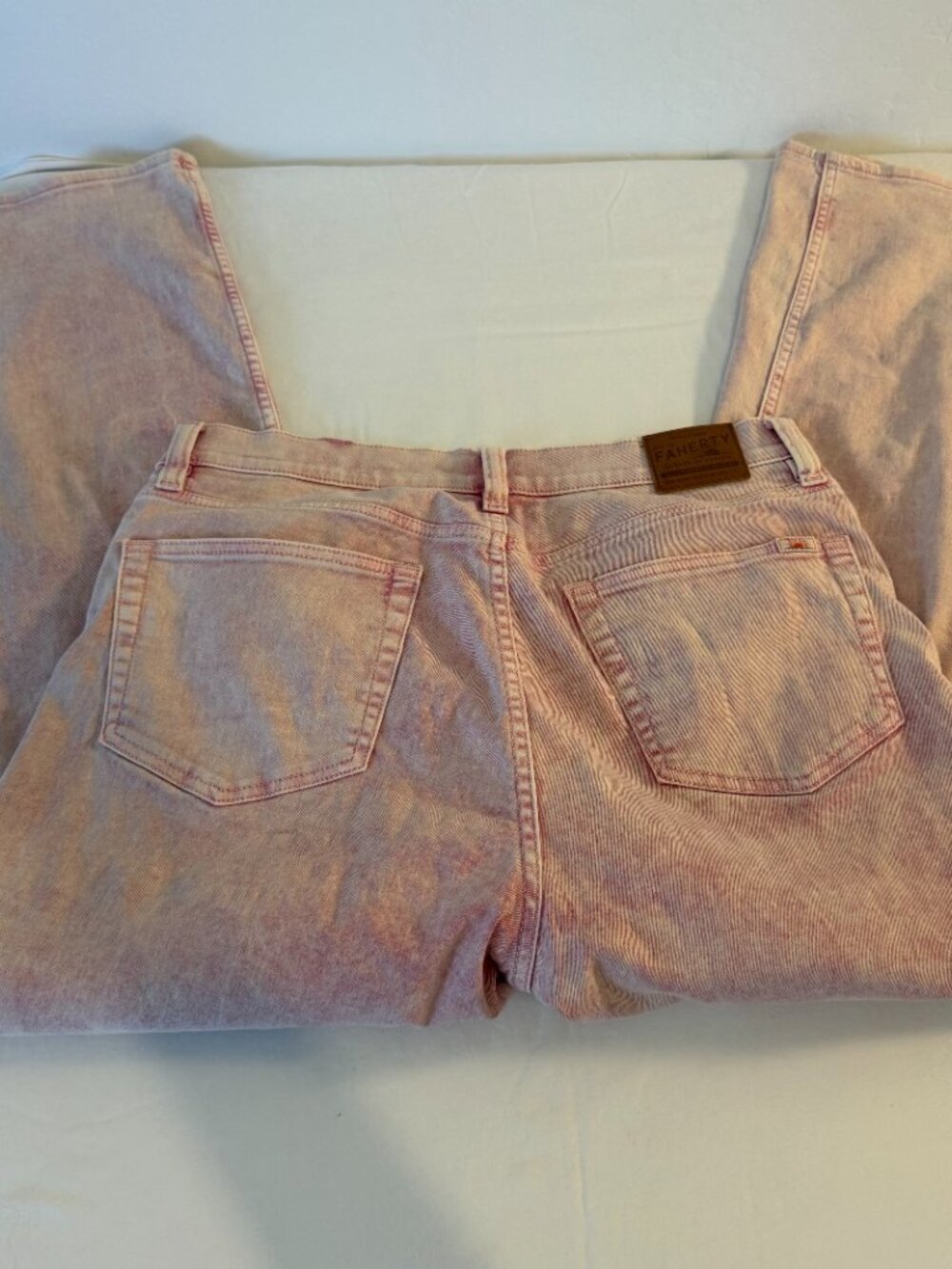 Faherty Pink Garment Dyed Denim Jeans W31 Straight Leg Premium Cotton Casual - Picture 10 of 10